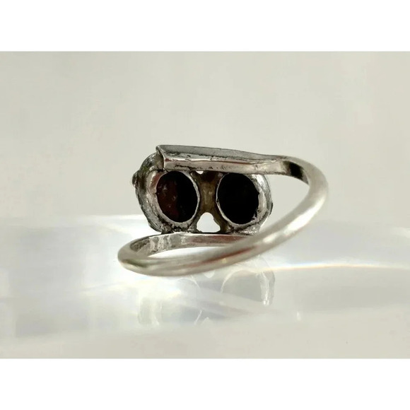 Faux Ethiopian Oval Cut Double Stone Sterling Silver 925 Stamped Ring - sz 5.5 - Picture 5 of 10